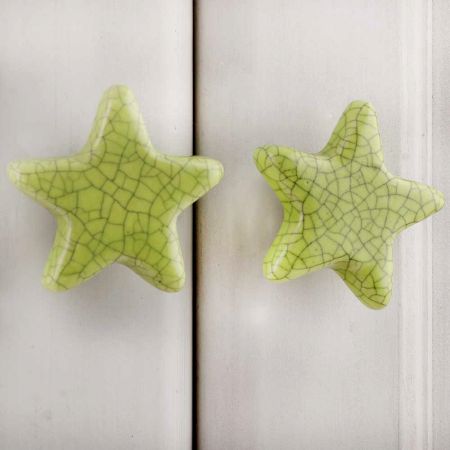 Lime Green Star Crackle Knob